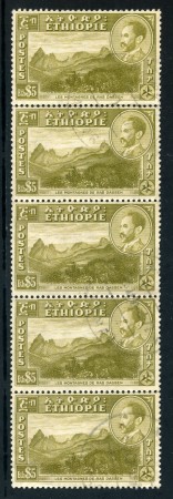 1947 - ETHIOPIA - 5 $.MONTAGNE DI RAS DASSEN -  STRISCIA USATA - LOTTO/25488A