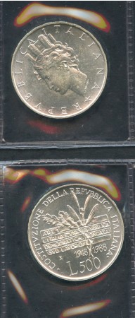 1988 - REPUBBLICA - 500 LIRE ARGENTO COSTITUZIONE REPUBBLICA - LOTTO/M28952