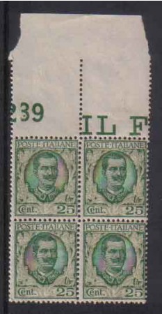 1926 - LOTTO/REG200NQ - REGNO - 25c. FLOREALE - QUARTINA