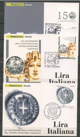 2012 - LOTTO/13319 - REPUBBLICA - UNIFICAZIONE MONETARIA - 3 CARTOLINE