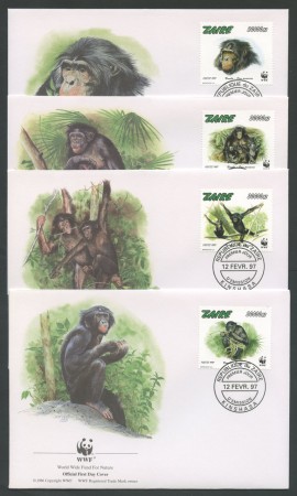 1997 - LOTTO/19323B - ZAIRE - SCIMMIE  BONOBO 4 FDC.
