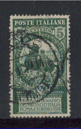 1911 - LOTTO/REG93U - REGNO - 5+5c. UNITA' D'ITALIA USATO