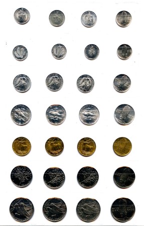 1969/1974 - VATICANO - LOTTO/M48126 - COLLEZIONE DI 28 MONETE FIOR DI CONIO