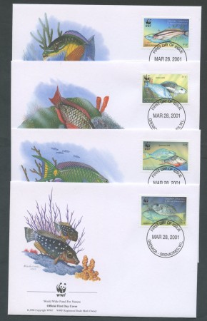 2001 - LOTTO/19380B - GRENADA CARRIACOU - PESCI 4 FDC.