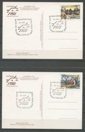 1992 - REPUBBLICA - GATTINARA - FONDAZIONE BORGO FRANCO - 2 CARTOLINE - LOTTO/30530