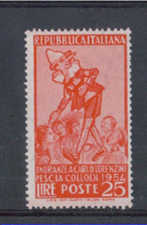 1954 - LOTTO/6244F - REPUBBLICA - 25 L. PINOCCHIO FILIGR. DB