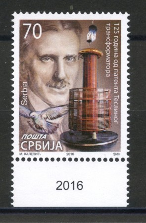 2016 - SERBIA REPUBBLICA - TRASFORMATORE TESLA - NUOVO - LOTTO/35300