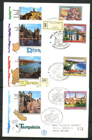 1981 - REPUBBLICA - SERIE TURISTICA - 4 FDC FILAGRANO VIAGGIATE - LOTTO/27344