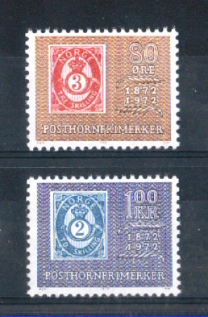 1972 - LOTTO/NORV597CPN - NORVEGIA - CENTENARIO FRANCOBOLLI - NUOVI