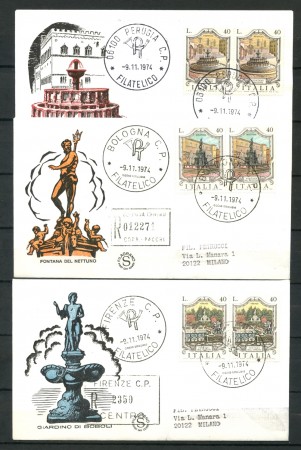 1974 - REPUBBLICA - FONTANE - 3 BUSTE FDC FILAGRANO VIAGGIATE - LOTTO/27462