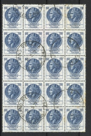 1968 - REPUBBLICA - LOTTO/42830 - 200 LIRE SIRACUSANA BLOCCO USATO