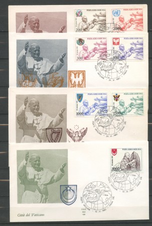 1980 - VATICANO - POSTA AEREA VIAGGI DEL PAPA - 4 BUSTE FDC ALA - LOTTO/27721