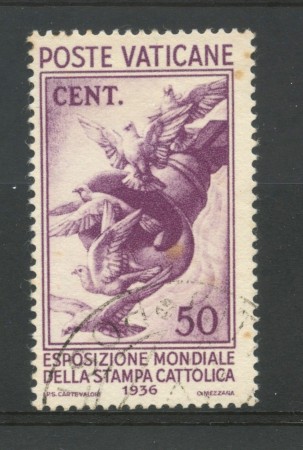 1936 - VATICANO - 50 Cent. STAMPA CATTOLICA - USATO - LOTTO/31719