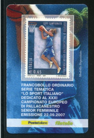 2007 - LOTTO/21000 - REPUBBLICA - 65c. PALLACANESTRO FEMMINILE - TESSERA FILAT.