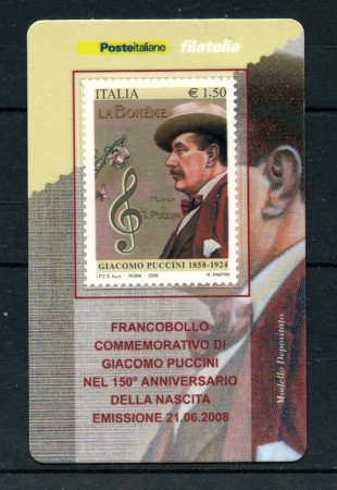 2008 - LOTTO/22694 - REPUBBLICA - G.PUCCINI - TESSERA FILATELICA