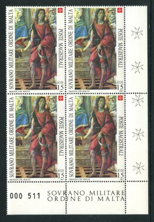 1987 - LOTTO/19443Q - SMOM - 15s. SAN GIOVANNI BATTISTA - QUARTINA
