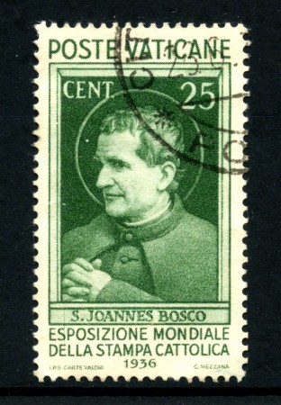 1936 - VATICANO - LOTTO/43302 - 25 Cent. STAMPA CATTOLICA - USATO