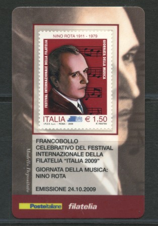 2009 - LOTTO/22729 - REPUBBLICA - NINO ROTA - TESSERA FILATELICA