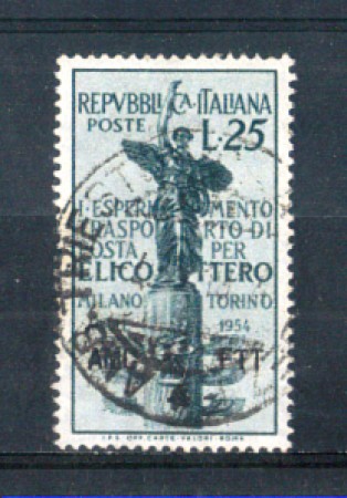 1954 - LOTTO/10379U - TRIESTE A - 25 LIRE TRASPORTO CON ELICOTTERO USATO