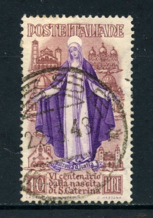 1948 - REPUBBLICA - 10 LIRE S. CATERINA - USATO - LOTTO/25224A