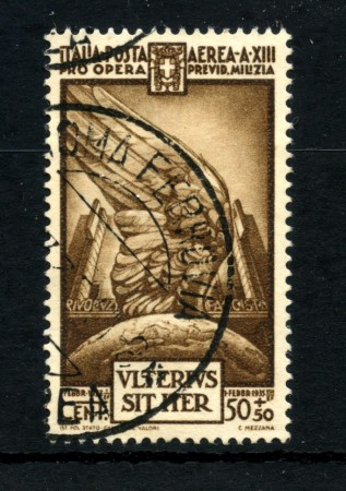 1935 - REGNO - LOTTO/43371 - POSTA AEREA - 50+50 Cent. PRO MILIZIA - USATO