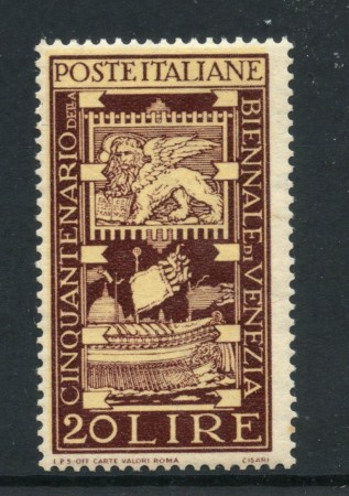 1949 - REPUBBLICA - LOTTO/43047 - 20 LIRE BIENNALE DI VENEZIA II° TIRATURA - NUOVO