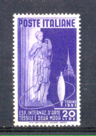 1951 - LOTTO/6140L - REPUBBLICA - 20 LIRE ARTE TESSILE  LING.