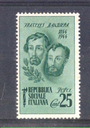 1944 - LOTTO/RSI512N - RSI - 25c. FRATELLI BANDIERA - NUOVO