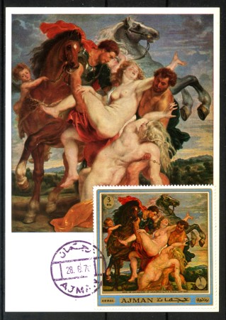 1970 - AJMAN - LOTTO/38092 - RAPIMENTO DELLA FIGLIA DI LEUCIPPO - CARTOLINA MAXIMUM