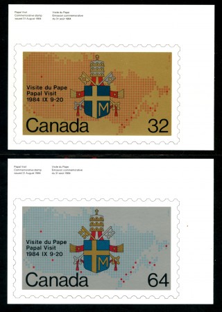 1984 - LOTTO/24022 - CANADA - VISITA DI PAPA G.PAOLO II° 2 CARTOLINE POSTALI