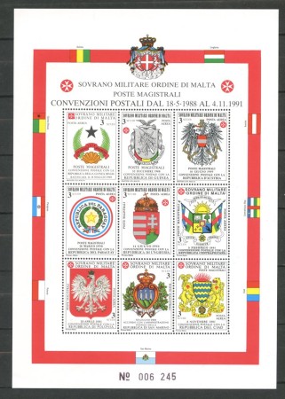 1992 - SOVRANO MILITARE DI MALTA - LOTTO/39239 - CONVENZIONI POSTALI - FOGLIETTO NUOVO