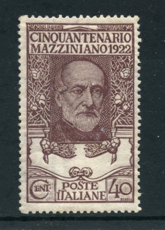 1922 - REGNO - 40 c. GIUSEPPE MAZZINI - LINGUELLATO - LOTTO/27216