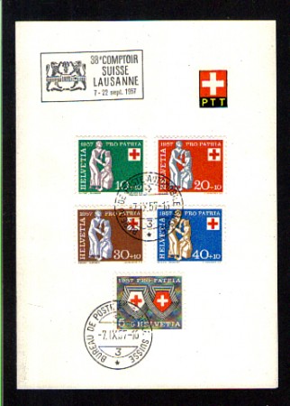 1957 - LOTTO/SVI594CPUF - SVIZZERA - PRO PATRIA 5v. -  FOLDER POSTE