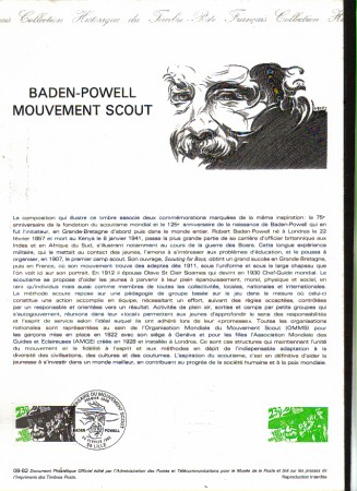 1982 - LOTTO/FRA2201DOC - FRANCIA - BADEN POWEL DOC. FILATELICO