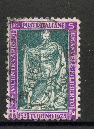 1928 - REGNO -  LOTTO/40441 - 5 LIRE EMANUELE FILIBERTO - USATO