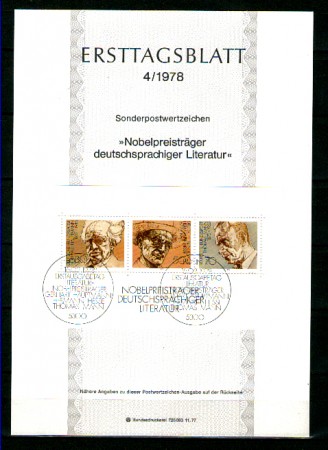 1978 - LOTTO/GFBF15ETB - GERMANIA - PREMI NOBEL FOGLIETTO - ETB