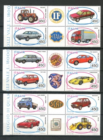 1984/1986 - REPUBBLICA - AUTO 3 SERIE COMPLETE IN BLOCCHI NUOVI - LOTTO/27250