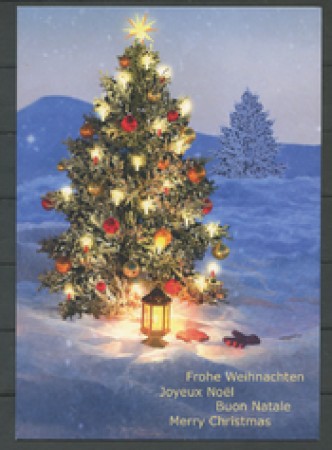 2011 - LOTTO/24342 - SVIZZERA - 1 Fr. NATALE - QUARTINA SU FOLDER AUGURALE POSTE