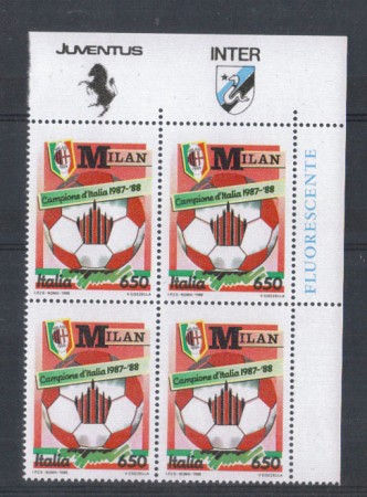 1988 - LOTTO/6897Q - REPUBBLICA - MILAN CAMPIONE - QUARTINA