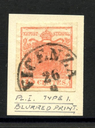 1851 - LOMBARDO VENETO - LOTTO/40476 - 15 Centesimi  VERMIGLIO CHIARO -  STAMPA CONFUSA - USATO VICENZA