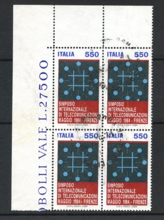 1984 - REPUBBLICA - LOTTO/43163UQ - SIMPOSIO TELECOMUNICAZIONI - QUARTINA USATI
