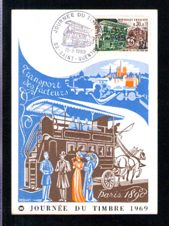 1969 - LOTTO/11110 - FRANCIA - GIORNATA FRANCOBOLLO - CARTOLINA MAXIMUM