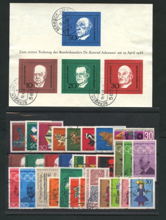 1968 - LOTTO/18862 - GERMANIA FEDERALE - ANNATA COMPLETA 30V.+BF - USATI