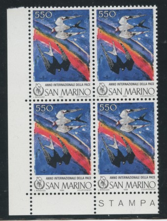 1986 - LOTTO/8067QN - SAN MARINO - ANNO PACE QUARTINA