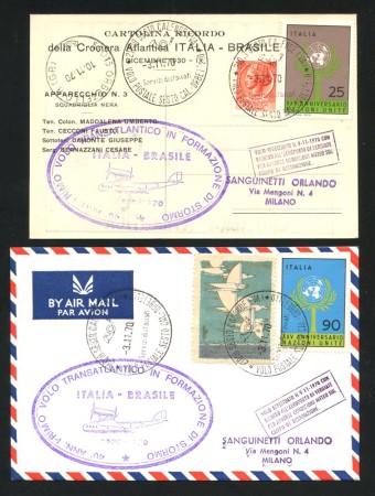1970 - REPUBBLICA - LOTTO/41606 - CARTOLINA  E BUSTA RICORDO DELLA CROCIERA ATLANTICA