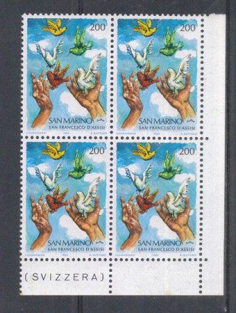 1982 - LOTTO/8027Q - SAN MARINO - SAN FRANCESCO - QUARTINA NUOVI