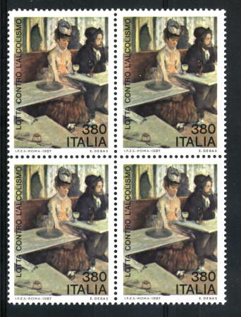 1987 - LOTTO/6875Q - REPUBBLICA - L'ALCOLISMO - QUARTINA NUOVI