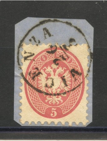 1864 - LOMBARDO VENETO - LOTTO/40587 - 5 SOLDI ROSA STEMMA - USATO SU FRAMMENTO  VICENZA