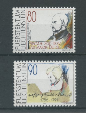 1991 - LOTTO/23371 - LIECHTENSTEIN - MOZART E LOYOLA 2v. - NUOVI