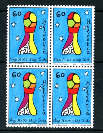 1994 - LOTTO/20280Q - SVIZZERA -  LOTTA AIDS - QUARTINA NUOVI